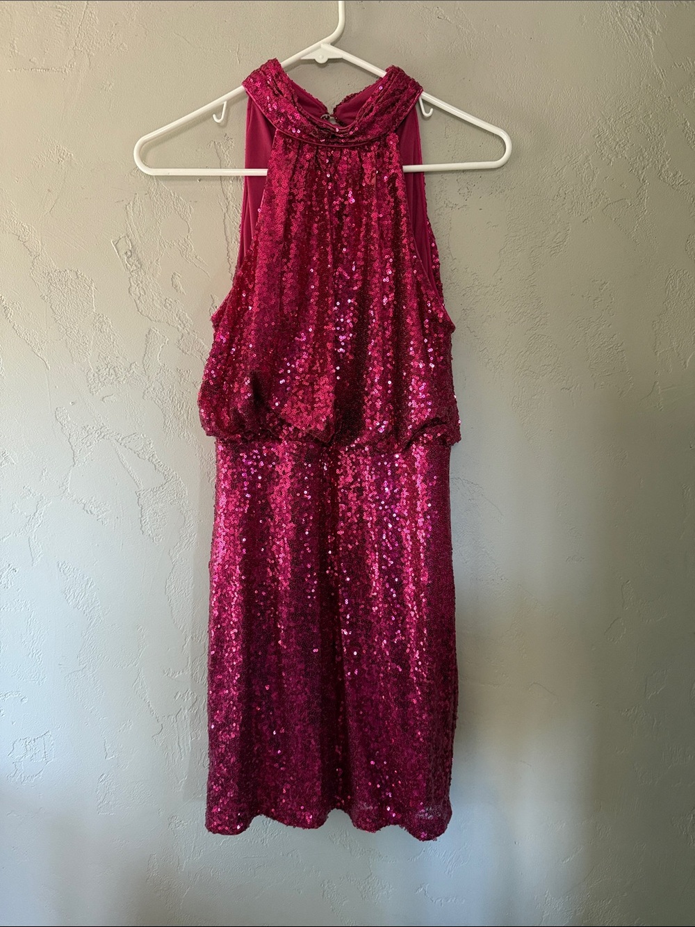 Lulu's Fuchsia Sequin Halter Midi Dress
